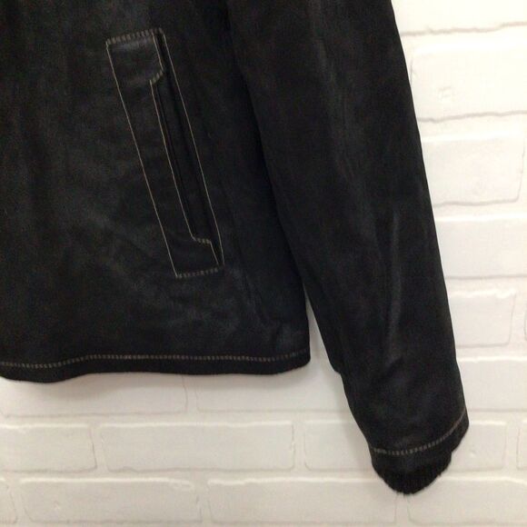 CRUZE men black genuine leather jacket mid season classic plus size 2XL - Picture 6 of 16